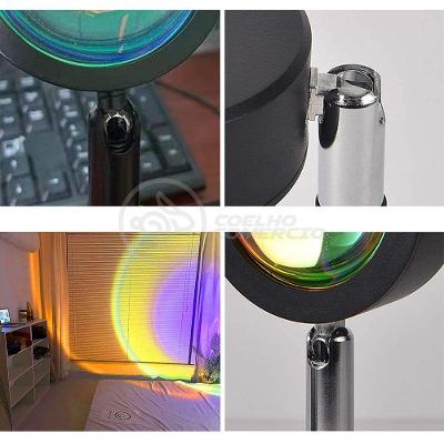 Luminária Projetor Smart Tech Mini Ring Light Sunset Sol para Efeito Pôr do Sol USB 5V 5W Amarelo
