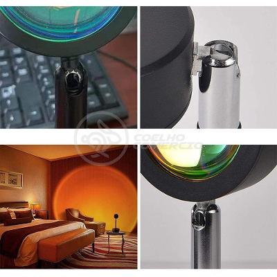 Luminária Projetor Mini Ring Light Sunset Pôr do Sol Efeito Amarelo Smart Tech