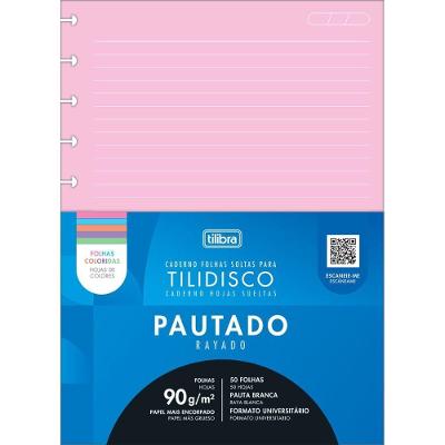 Refil para Tilidisco Universitário Tilibra Folhas Coloridas Pauta Branca Formato 200mm X 275mm 50