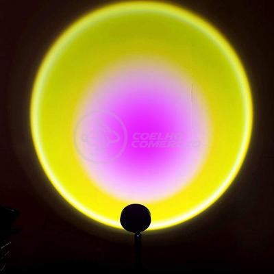Luminária de Projeção Smart Tech Mini Ring Light Sunset Projetor Sol com USB 5V Amarelo