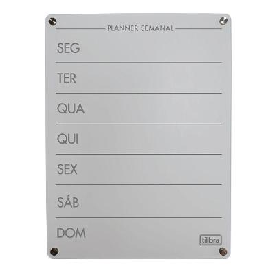 Quadro Planner Semanal Tilibra Acrílico Transparente 30X20CM com 4 Marcadores