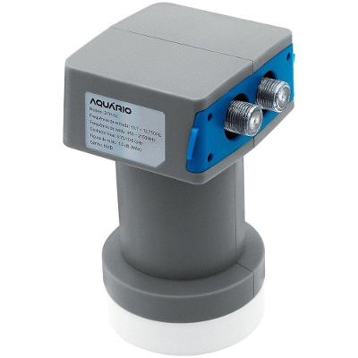 LNB Universal Banda Ku Duplo Aquário DHT-02 para TV por Satélite com Ganho 60DB e Baixo Ruído Branco