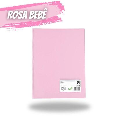 Pasta Catálogo Organizadora A4 OEM com Visor em Polipropileno 50 Plásticos Internos para Folhas Rosa