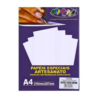 Papel Vergê A4 Off Paper VERGE 180G-M² para Impressoras Jato de Tinta e Laser 50 Folhas Branco