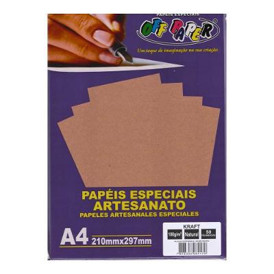 Papel Kraft Natural Off Paper 00475 180G-M² A4 para Artesanato e Escritório 50 Folhas Marrom