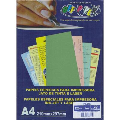 Papel A4 Off Paper Plus 120 G-M² 210X297MM Bloco com 20 Folhas para Impressão Verde