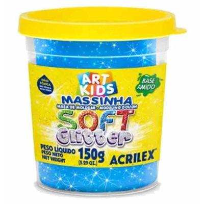 Massinha para Modelar Acrilex Soft com Glitter Fórmula à Base de Amido Pote 150G com Aroma Agradável