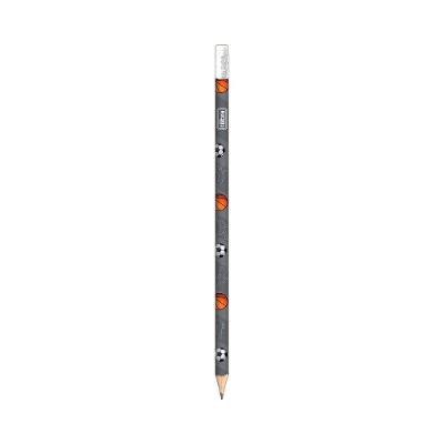 Lápis Preto com Borracha Tilibra Player Mina Nº 2 HB Formato Redondo para Uso Escolar Cinza