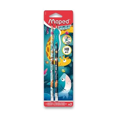 Lápis Preto com Borracha Maped Jungle Fever com Suporte Removível Ideal para Uso Escolar Preto