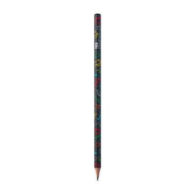 Lápis Grafite Tris Collection Dino HB nº2 com Corpo Cilíndrico e Estampas de Dinossauros Preto