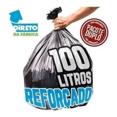 Saco de Lixo 100 Litros 200 Unidades Reforçado para Uso em Escritórios Preto Higipack