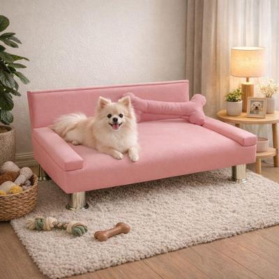 Cama Pet Pallazio Estofada com Almofada de Osso Rosa 60x40CM