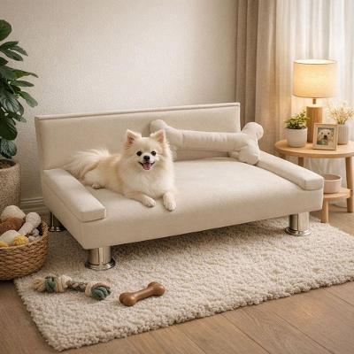 Cama Pet Pallazio Estofada com Almofada de Osso Bege 60x40cm