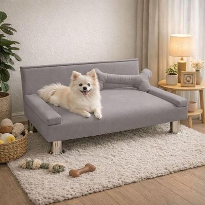 Cama Pet Pallazio Estofada com Almofada de Osso 90x60cm Cinza