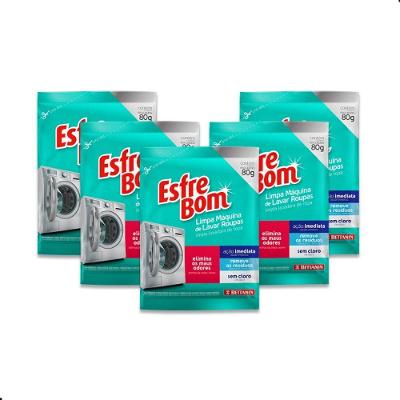 Kit Limpa Máquina de Lavar Roupas Esfrebom 80g Remove Resíduos e Odores sem Cloro Uso Mensal