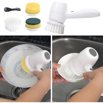 Escova de Limpeza Elétrica Recarregável 5 em 1 Ajustável 8 em 1 em ABS e Nylon para Janelas Banheiro