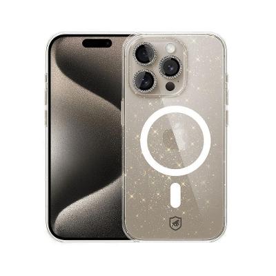 Capa para Celular Gshield Iphone 15 Pro Proteção Contra Impactos Magsafe Glitter Transparente 1