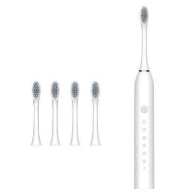 Escova de Dentes Elétrica OEM Sonic Ipx7 para Higiene Bucal com 6 Modos IPX7 Branco com 4 Cabeças