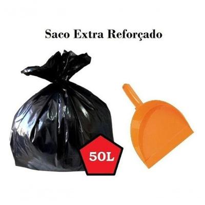 Saco de Lixo Extra Reforçado 50LT 3KG em Polietileno Alta Resistência Preto Higipack