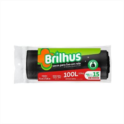 Saco de Lixo em Rolo Brilhus 100L Plástico com Fundo Reforçado para Lavanderia Preto Bettanin