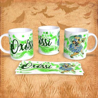 Caneca de Porcelana Decorada Orixás Oxóssi 325ML para Presente e Decoração Religiosa Outras Marcas