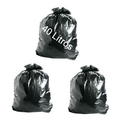 Saco de Lixo 40 Litros 60x60 0 e 06 Micras Preto Resistente para Uso Doméstico e Comercial Higipack
