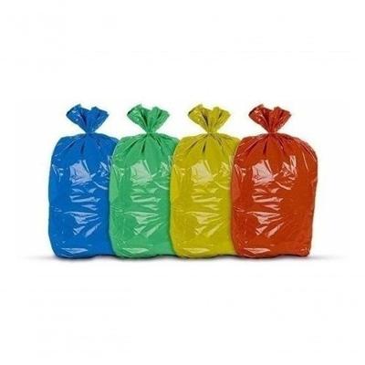 Saco para Lixo 60 Litros Coloridos Kit 4 Pacotes 400 Unidades Uso Doméstico e Comercial Amarelo Azul