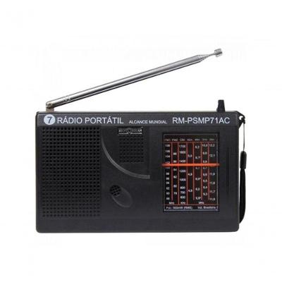 Rádio Portátil Motobras RM-PSMP71AC com Recepção FM1 FM2 OM e OC 500MW RMS Preto