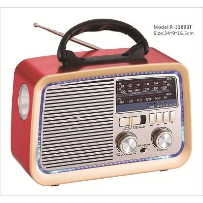 Rádio Retrô Bluetooth OEM AD-3199 com USB Microsd Entrada Auxiliar AM FM SW Bivolt Vermelho