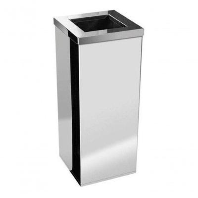 Lixeira Inox Quadrada com Aro em Inox 36l Aço Inox para Descarte Seco Inox Higipack