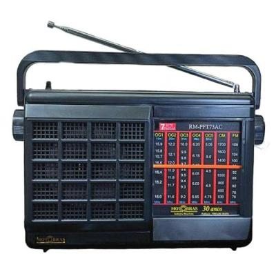 Rádio Portátil Motobras RM-PFT73AC com Recepção FM OM OC 7 Faixas Alimentação 110V Preto