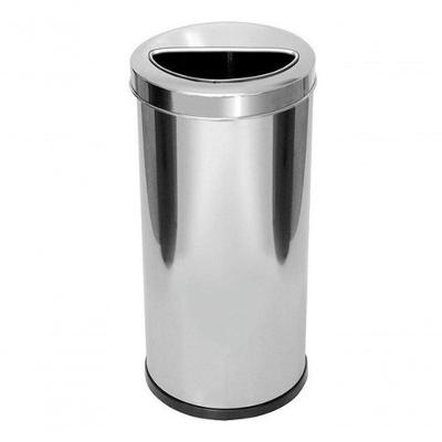 Lixeira Inox 50 Litros com Aro Meia Lua 50L Aço Inox Higipack