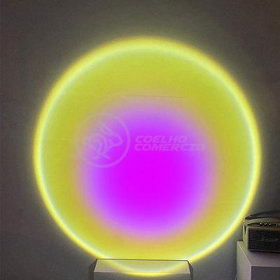 Luminária Projetor Smart Tech Mini Ring Light Sunset para Decoração USB 5V 5W Amarelo