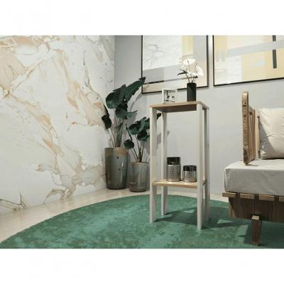 Mesa Lateral Alta de Canto e Apoio Retangular MDF Tampo MDF Base MDF 30CM Amadeirado, Branco