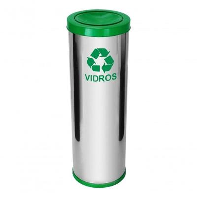 Lixeira em Aço Inox com Tampa Meia Esfera Pintada 30 Litros 30L Higipack