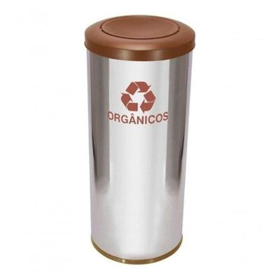 Lixeira em Aço Inox com Tampa Meia Esfera Pintada 30L com Bandeja Interna Azul