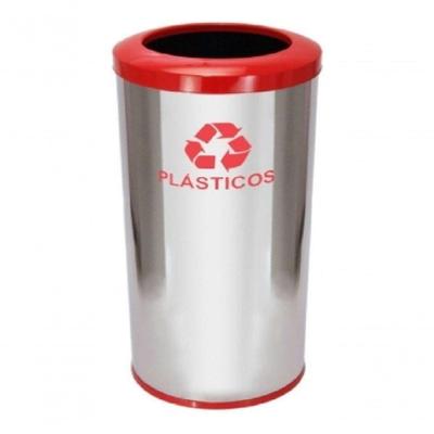 Lixeira em Aço Inox com Aro Pintado 50L Amarelo Azul Cinza Marrom Verde Vermelho Higipack