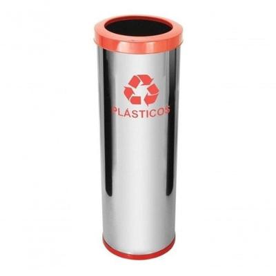 Lixeira em Aço Inox com Aro Pintado 30 Litros 30L para Uso Comercial Higipack