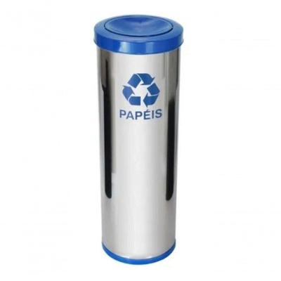Lixeira de Aço Inox 50L com Tampa Plástica Meia Esfera Azul, Vermelho, Cinza, Amarelo