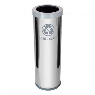 Lixeira com Tampa Meia Esfera Plástica 30L em Aço Inox Design Funcional Inox
