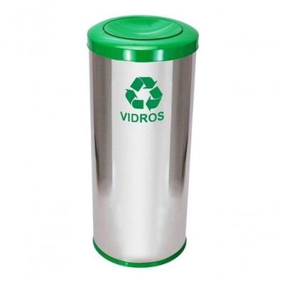 Lixeira com Tampa Meia Esfera 50L em Aço Inox com Bandeja Interna Inox