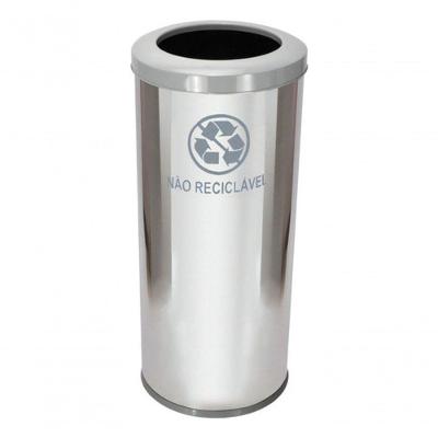 Lixeira 50L em Aço Inox 30x70cm com Aro Plástico para Uso Comercial e Industrial Inox