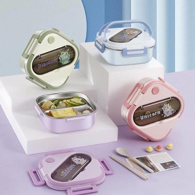 Lancheira Infantil Bento Box para Marmita em Aço Inoxidável 304 Antivazamento Lilas