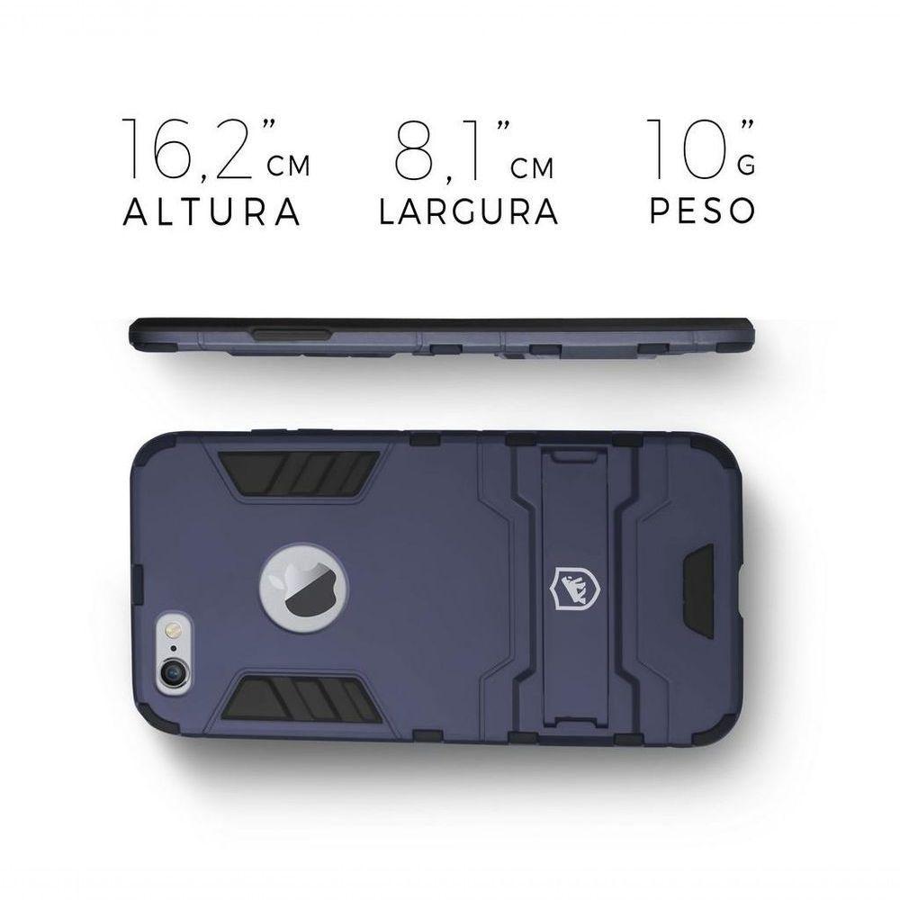 Kit Capa Case Capinha Armor E Película Vidro Dupla Iphone 6 Plus, 6S Plus - Gorila Shield - 9