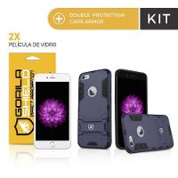 Kit Capa Case Capinha Armor E Película Vidro Dupla Iphone 6 Plus, 6S Plus - Gorila Shield - 10