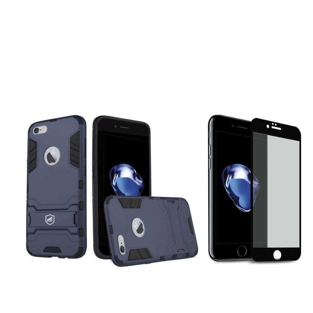 Kit Capa Case Capinha Armor E Película Coverage Preta Para Iphone 7 - Gorila Shield - 1