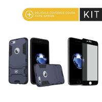 Kit Capa Case Capinha Armor E Película Coverage Preta Para Iphone 7 - Gorila Shield - 5