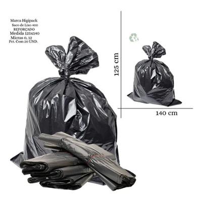 Saco de Lixo 400L Reforçado Preto Pacote com 20 Unidades Higipack