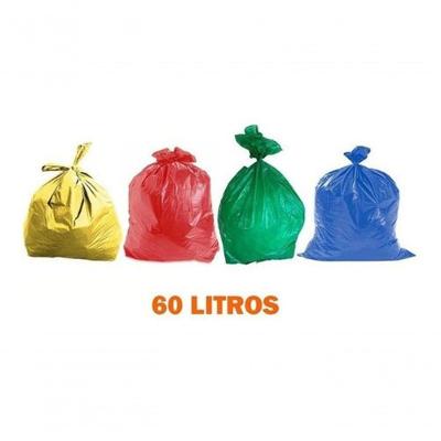 Kit Saco de Lixo para 60 Litros para Coleta Seletiva 59 X 70 cm Amarelo Azul Vermelho Higipack
