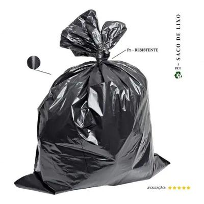 Saco de Lixo 100L P5 Resistente para Uso Doméstico Pacote com 50 Unidades Preto Higipack